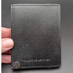 Wilsons Leather Card Holder Black with 10 Plastic Card Inserts Organizer Storage